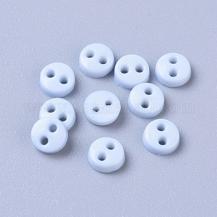 ナイロン小さなボタン  マイクロボタン  縫製のボタン  2穴  ライトスカイブルー  4.5x1.5mm  穴：0.8mm BUTT-WH0014-28A-1