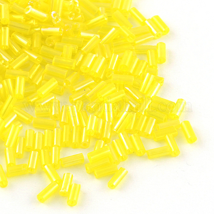 Tube AB-Color Plated Glass Bugle Beads X-SEED-R011-170-1