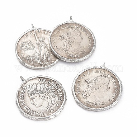 Pendentifs de monnaie en laiton KK-L194-01AS-1