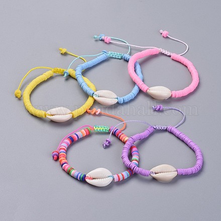 Umweltfreundliche handgemachte Polymer Clay Heishi Perlen Kinder geflochtene Armbänder BJEW-JB04317-1