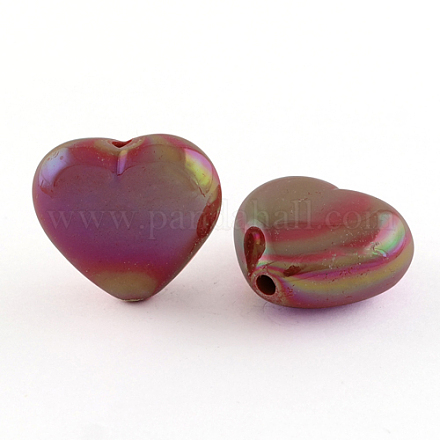 AB Color Plated Acrylic Heart Beads for Bubblegum Necklace PACR-R201-20x21mm-17-1