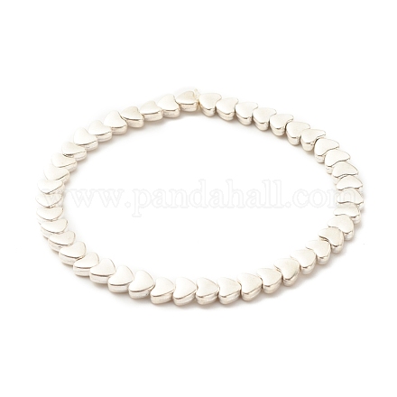 Bracelet extensible en perles de coeur en alliage pour femme BJEW-JB07722-02-1