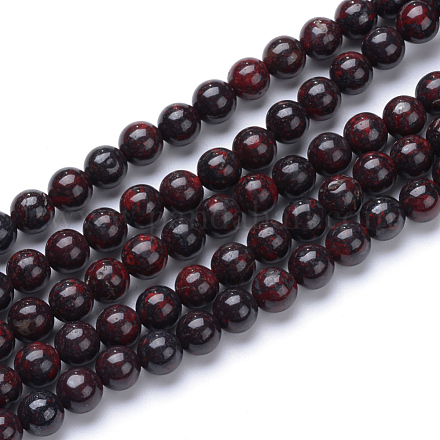 Chapelets de perles en pierre de sang naturelle X-G-R412-06-8mm-1