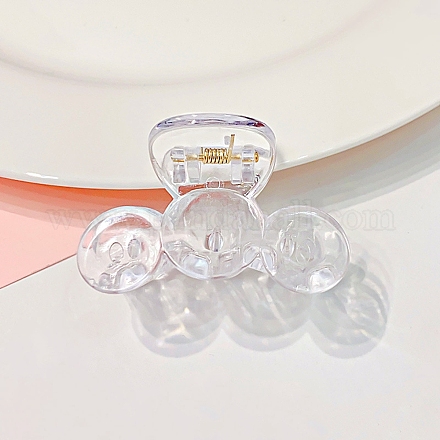 透明なプラスチック製の爪のヘアクリップ  鉄ばね付き  女の子のためのヘアアクセサリー  透明  30.5x49x26~32mm PHAR-F016-08-1