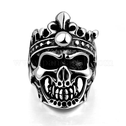 Punk Rock Style 316L Surgical Stainless Steel Skull Wide Band Rings for Men RJEW-BB01260-8AS-1