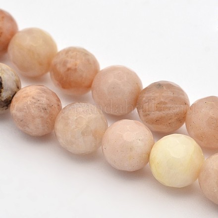 Facettes rondes sunstone naturelle perles brins G-E302-087-8mm-1