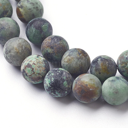 Brins de perles turquoises africaines naturelles (jaspe) X-G-G957-25-8mm-1