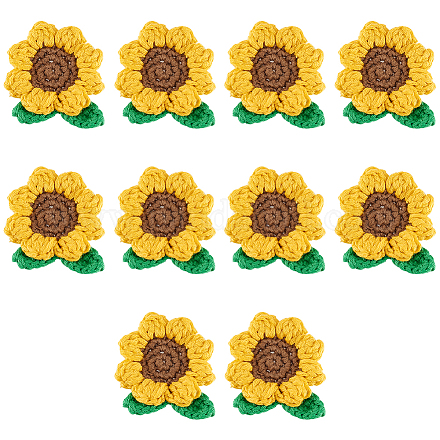 Fingerinspire 10 pièce d'appliques en crochet tournesol 2x1.9x0.4 pouces en forme de fleur DIY-FG0004-04-1