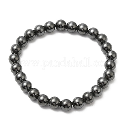 Hématite magnétique synthétique perles rondes bracelets extensibles BJEW-E080-02A-1