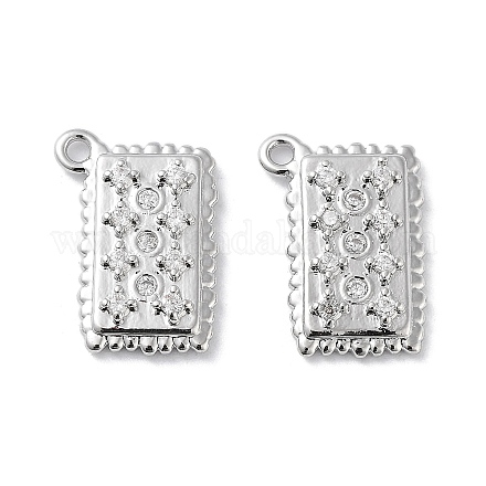 Brass Micro Pave Clear Cubic Zirconia Charms KK-F871-37P-1