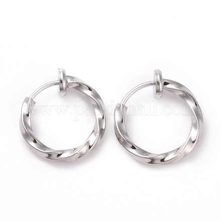 Витые серьги-кольца из латуни с гальваническим покрытием для женщин EJEW-G299-01B-P-1