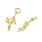 Brass Micro Pave Cubic Zirconia Pendants, Cat Shape Charms, Rack Plating, Long-Lasting Plated, Cadmium Free & Lead Free, with Jump Ring, Real 18K Gold Plated, 18x9x4mm, Hole: 3mm