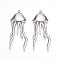304 Stainless Steel Pendants, Jellyfish Charm, Anti-Tarnish, Stainless Steel Color, 39.1x16x2mm, Hole: 1.4mm