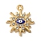 Alloy Enamel Rhinestone Glass Pendants, Golden, Evil Eye, Sun, 20x17.5x2.5mm, Hole: 1.5mm