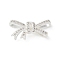 Brass Micro Pave Clear Cubic Zirconia Pendants, Bowknot Charms, Silver, 17x33x9mm, Hole: 3mm