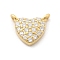 925 Sterling Silver Micro Pave Clear Cubic Zirconia Heart Charms, with 925 Stamp, Golden, 8x9.5x2.5mm, Hole: 1mm