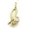 Brass Micro Pave Cubic Zirconia Pendants, Letter Charms, Rack Plating, Long-Lasting Plated, Cadmium Free & Lead Free, Letter L, 12.5x6.5x2mm, Hole: 1.6mm