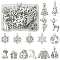 40Pcs 15 Styles Tibetan Style Christmas Alloy Pendants, Antique Silver, Mixed Shapes, 20x15.5x1.5mm, Hole: 1.5mm