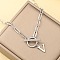 Stainless Steel Paperclip Chain Initial Necklaces with OT Clasps, Stainless Steel Color, Letter V, 18.11 inch(46cm)