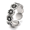 Flower 304 Stainless Steel Enamel Open Cuff Rings for Women, Stainless Steel Color, 6.5mm, Inner Diameter: Adjustable