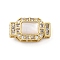 Rectangle Brass Micro Pave Clear Cubic Zirconia Box Clasps, with White Shell, Real 18K Gold Plated, 20.5x11.5x8mm, Hole: 1.5x1.5mm