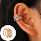 Brass Rhinestone Cuff Earrings, Light Gold, Ring, 10x10mm