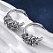 C-Shaped with knot Brass Stud Earrings, Lead Free & Cadmium Free, Long-Lasting Plated, Rack Plating, Platinum, 28x9mm
