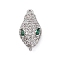 Brass Clear & Green Cubic Zirconia Connector Charms, Snake Links, Platinum, 17x8.5x6mm, Hole: 1.2mm