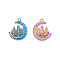 Ion Plating(IP) 201 Stainless Steel Pendants, Moon with Tree, Rainbow Color, 23.5x20x2mm, Hole: 2mm