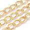 Aluminium Double Curb Chains, Unwelded, with Spool, Golden, 21x13.5x2mm, about 32.81 Feet(10m)/Roll