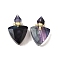 Natural Fluorite Perfume Bottle Pendants, with 304 Stainless Steel Findings, Faceted, Triangle Charms, Golden, 39~40x25x11~12mm, Hole: 1.9mm
