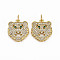 Brass Micro Pave Clear Cubic Zirconia Pendants, Nickel Free, Leopard Head Shape, Real 18K Gold Plated, 17x15.5x2.5mm, Hole: 3mm, Jump Ring: 5x1mm, 3mm inner diameter
