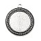 Tibetan Style Alloy Pendant Cabochon Settings, Cadmium Free & Lead Free, Flat Round, Antique Silver, Tray: 25mm, 40x35x2mm, Hole: 3mm, about 150pcs/kg