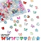 150Pcs 3 Styles Transparent Smooth and Frosted Glass Beads, Star/Heart/Butterfly, Mixed Color, 10~12.5x11~14x5~5.5mm, Hole: 1mm, 50pcs/style