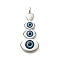 Rack Plating Brass Pendants, with Lampwork, Heart with Eyes Charms, Long-Lasting Plated, Lead Free & Cadmium Free, Stainless Steel Color, 60.5x25x10.5mm, Hole: 7x4mm