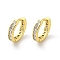 Brass Micro Pave Cubic Zirconia Hoop Earring, Real 18K Gold Plated, Ring, 14x3mm