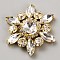Flower Rhinestone Ornament Accessories, Costume Accessories, with Brass Findings, Crystal, 48.5x41x9mm