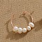 Five Natural Freshwater Pearl Oval Beaded Finger Rings, Alloy Cuff Rings, Rose Gold, Inner Diameter: 17mm