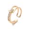 Brass Micro Pave Cubic Zirconia Open Cuff Rings, Light Gold, US Size 5 3/4(16.3mm)