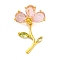 Brass Micro Pave Cubic Zirconia Pendants, Flower, Real 14K Gold Plated, 30x19x8mm, Hole: 6x3mm
