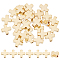 30Pcs Brass Beads, Lead Free & Cadmium Free, Cross, Real 24K Gold Plated, 8x8x3.3mm, Hole: 1.5mm