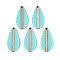 Opaque Resin & Wood Pendants, Teardrop, Medium Turquoise, 38x18x3.2~3.5mm, Hole: 2mm