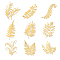 Nickel Decoration Stickers, Metal Resin Filler, Epoxy Resin & UV Resin Craft Filling Material, Golden, Pteridophyte, 40x40mm, 9pcs/set