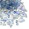 Gradient Color Transparent Glass Beads, Mixed Shapes, Cornflower Blue, 8~23x8~20x3.5~8mm, Hole: 1~1.4mm, about 800pcs/1000g