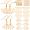 DIY Fan Dangle Earring Making Kit, Including Brass Pendants & Earring Hooks, Golden, 120pcs/box