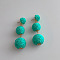Alloy Raffia Round Beaded Dangle Stud Earrings, Medium Turquoise, 50mm