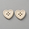 Resin Buttons, 4-Hole, Heart, Antique White, 21x21.5x4mm, Hole: 2.5mm