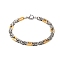 201 Stainless Steel Byzantine Chain Bracelets, with 304 Stainless Steel Clasps, Golden & Stainless Steel Color, 8-1/2 inch(21.5cm)