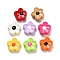 Baking Paint Opaque Acrylic Beads, Flower, with Enamel, Mixed Color, 18x17.5x7.5mm, Hole: 2mm
