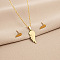 304 Stainless Steel Pendant Necklaces & Stud Earrings Sets, Golden, Wing, 460~500mm